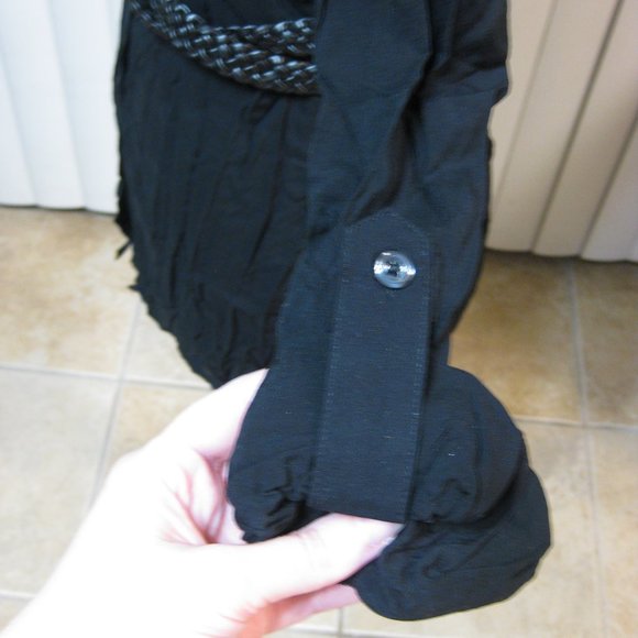 NWT Wet Seal black belted button up shirt top XS extra small - Picture 4 of 6